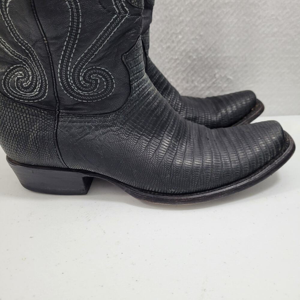 Wild West Men's Western Black Genuine Teju-Lizardskin  Boots Size 8.5  10424-708 - Picture 7 of 12